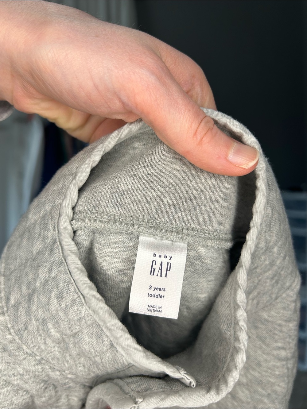🍁GAP Toddler Quilted Pullover Sweatshirt - Light Heather Gray - 3 Years Old Boy - Picture 4 of 6